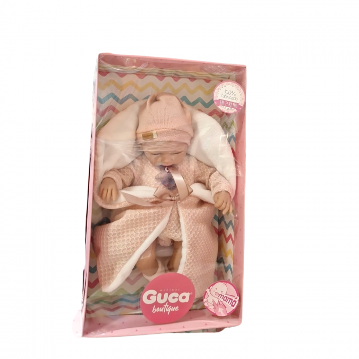Papusa Bebelus realist Blanca fara par cu paturica roz Guca [2]