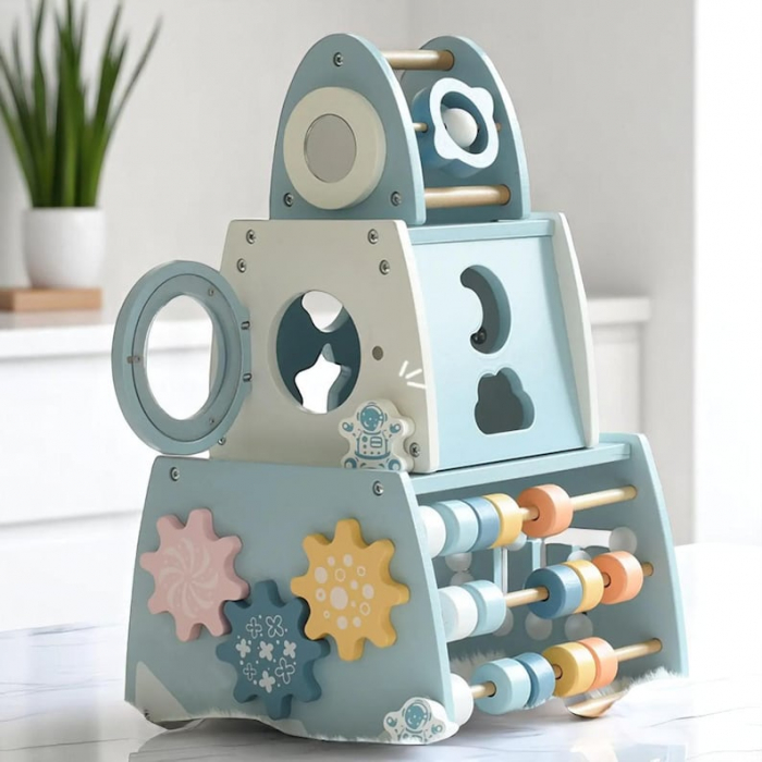 Cub de activitati din lemn 5 in 1 – Jucarie educativa Montessori [1]