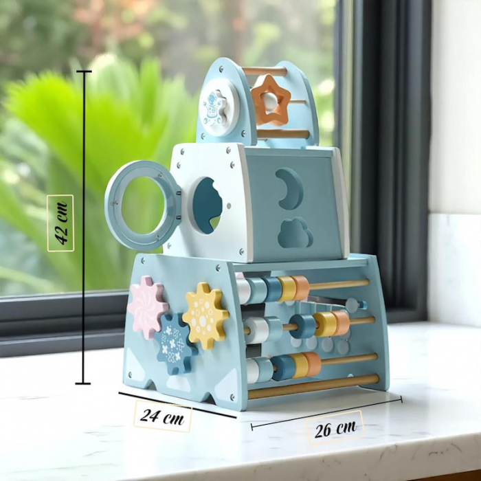 Cub de activitati din lemn 5 in 1 – Jucarie educativa Montessori [3]