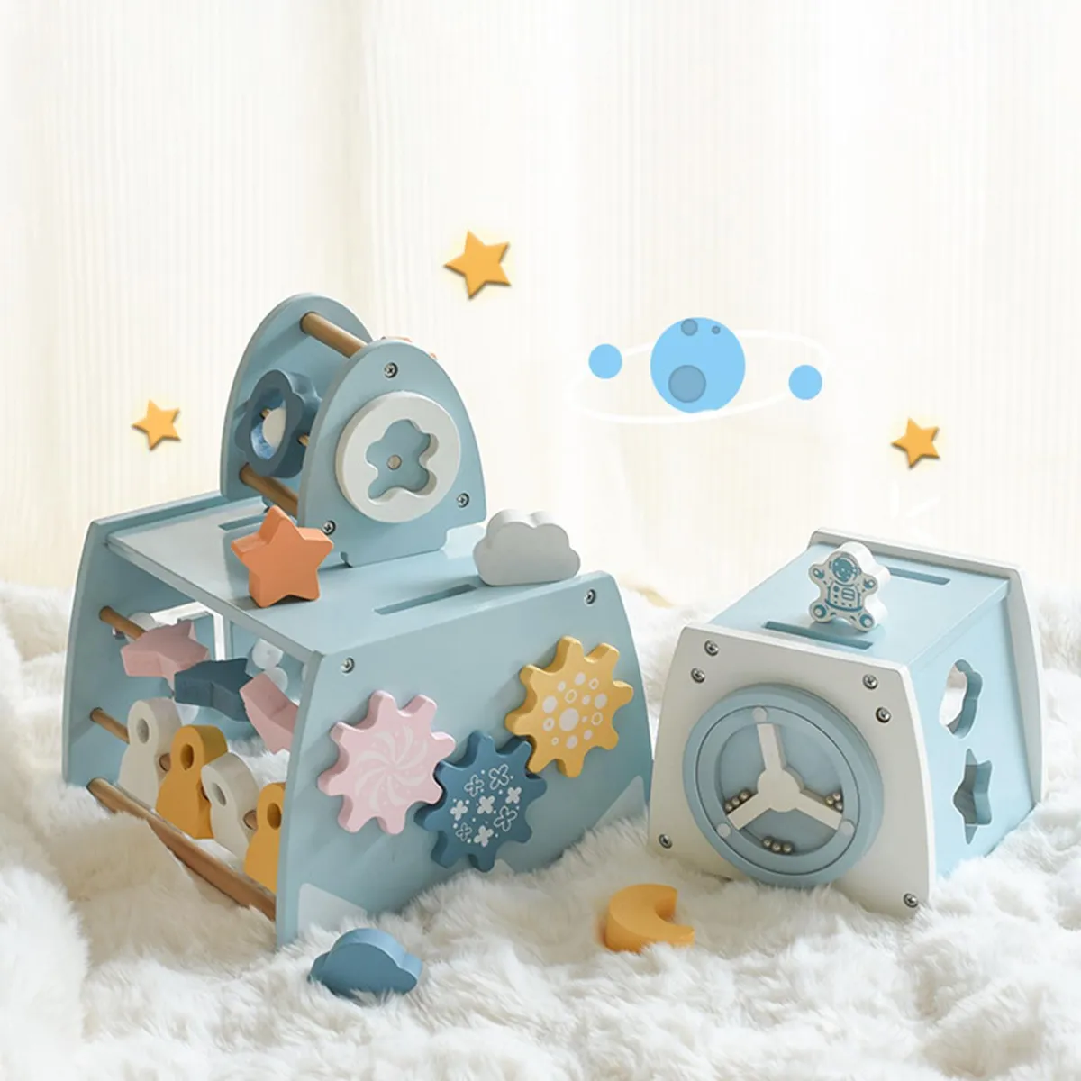 Cub de activitati din lemn 5 in 1 – Jucarie educativa Montessori [6]