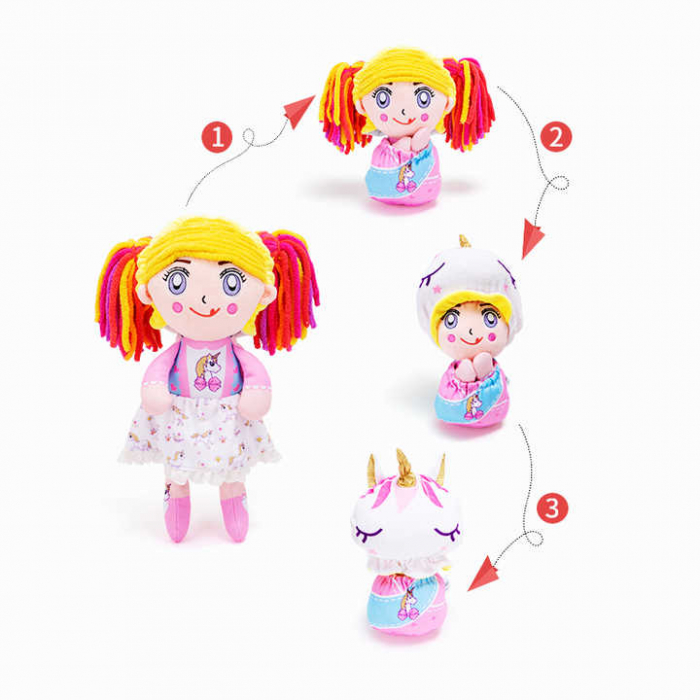 Papusa de Plus Unicorn Reversibila Soozy cu Par Lung – 39 cm [3]