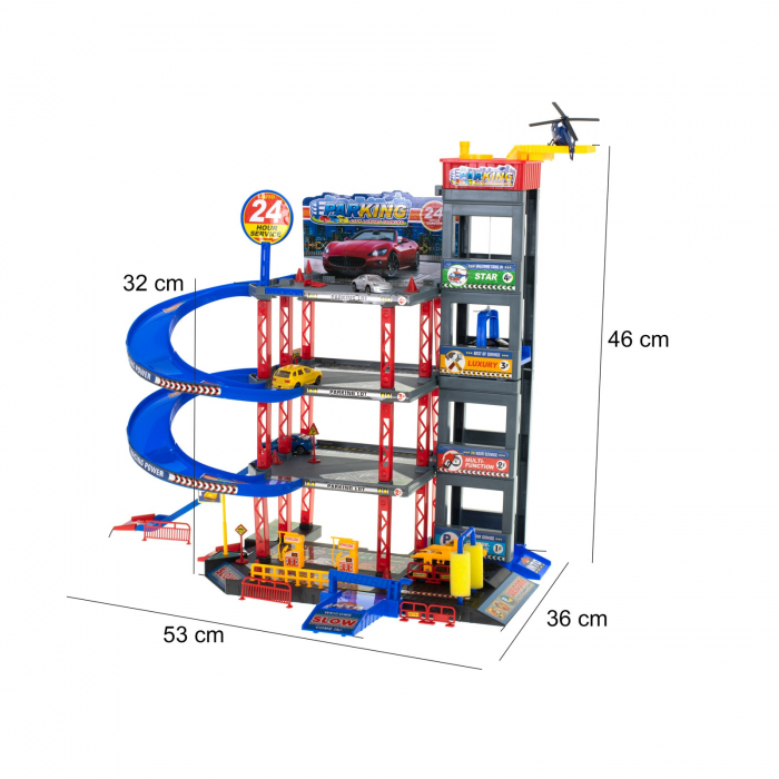 Parcare Auto cu 4 Etaje, Spalatorie, Benzinarie si Lift - Set cu Masini si Elicopter [13]