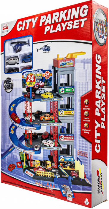 Parcare Auto cu 4 Etaje, Spalatorie, Benzinarie si Lift - Set cu Masini si Elicopter [1]