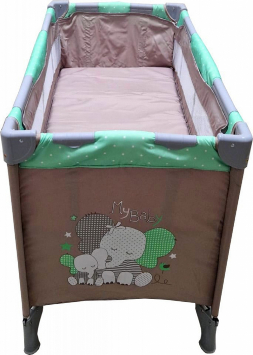 Patut Tarc Pliabil Copii Baby Care Verde 120x60 cm cu 2 Niveluri, Plasa Insecte si Geanta Transport [2]