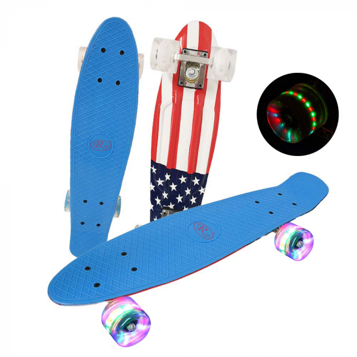 Penny Board cu roți de silicon și lumini integrate steag USA [3]