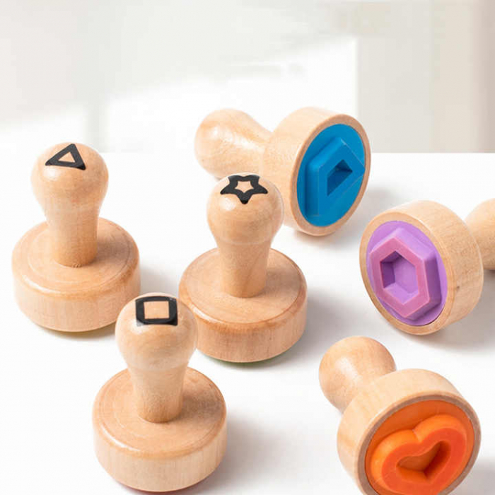 Set Stampile Lemn Alfabet, Numere, Forme [2]