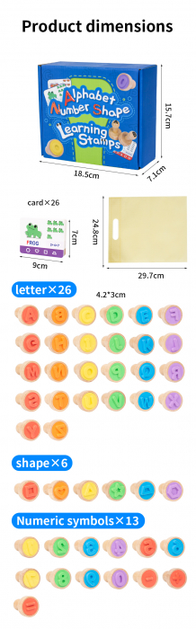 Set Stampile Lemn Alfabet, Numere, Forme [9]