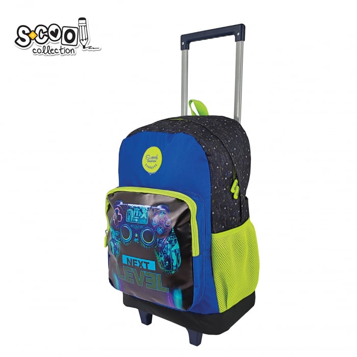 Ghiozdan troler Next Level – 45x32x16,5 cm roti, maner telescopic si design gaming [2]