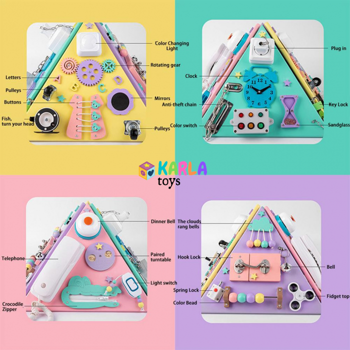 Placa din Lemn Piramida Montessori senzoriala Busy Board [3]