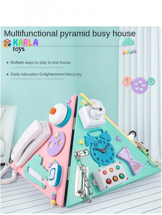 Placa din Lemn Piramida Montessori senzoriala Busy Board [4]