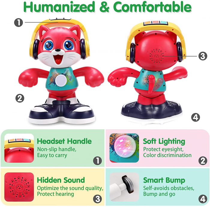 Pisicuta Dansatoare cu casti Lumini si Muzica Hola Toys [4]