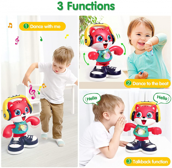 Pisicuta Dansatoare cu casti Lumini si Muzica Hola Toys [2]