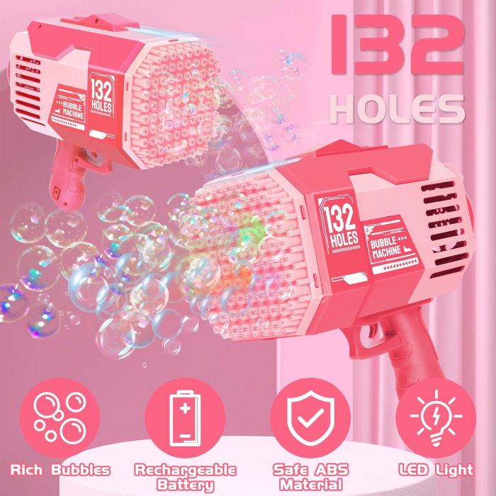Pistol Baloane de Sapun Bubble Rocket Roz 2 Capete Lumina Acumulator [9]