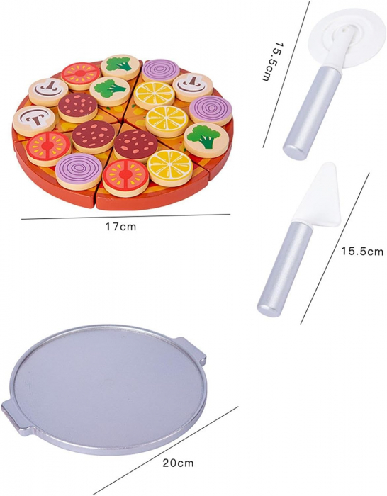 Pizza din Lemn de feliat pentru Copii - Joc de Lemn Pizza [3]