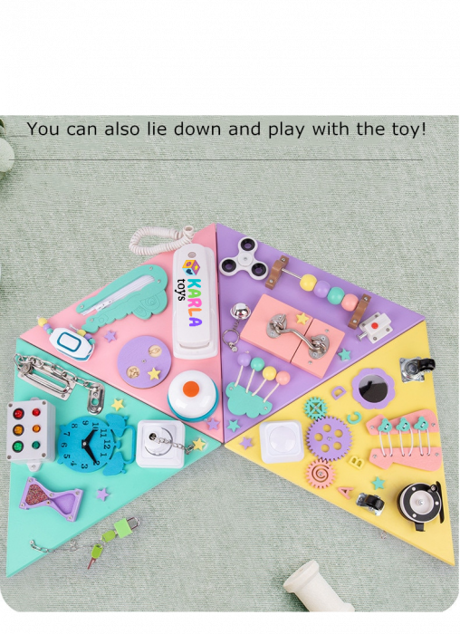 Placa din Lemn Piramida Montessori senzoriala Busy Board [5]
