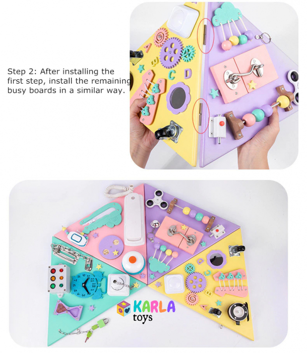 Placa din Lemn Piramida Montessori senzoriala Busy Board [9]