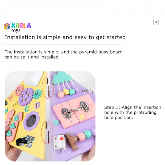 Placa din Lemn Piramida Montessori senzoriala Busy Board [8]