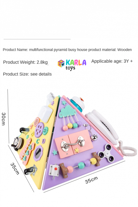 Placa din Lemn Piramida Montessori senzoriala Busy Board [10]