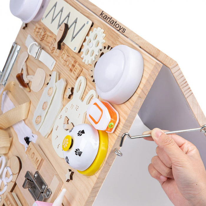 Placa Lemn Montessori Senzoriala Copii Incuietori Busy Board 2 in 1 [14]