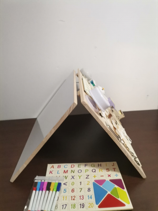 Placa Lemn Montessori Senzoriala Copii Incuietori Busy Board 2 in 1 [10]