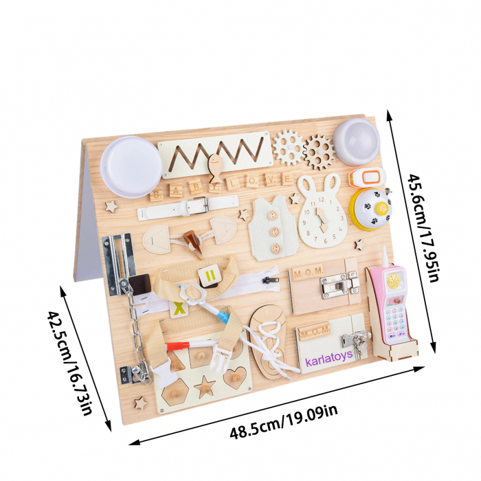 Placa Lemn Montessori Senzoriala Copii Incuietori Busy Board 2 in 1 [15]