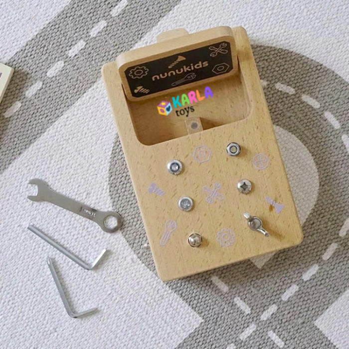 Placa Lemn Activitatii Suruburi Busy Board Montessori Nunukids [2]