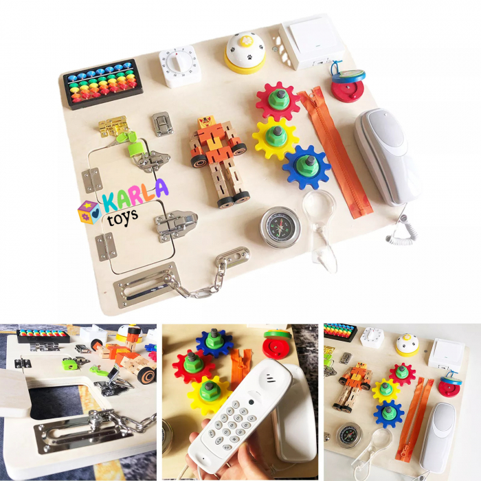Busy Board Placa Lemn Senzoriala Copii Activitati Montessori cu Telefon [2]
