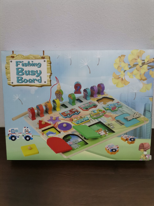 Placa Montessori Busy Board Inchizatori Puzzle Forme Geometrice Joc Pescuit Magnetic [2]