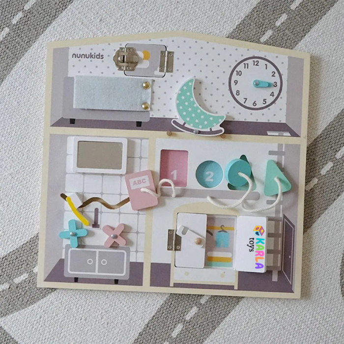 Placa Senzoriala Montessori Busy Board din Lemn Nunukids [4]