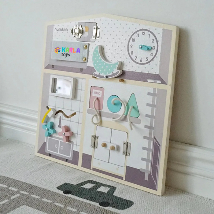Placa Senzoriala Montessori Busy Board din Lemn Nunukids [3]