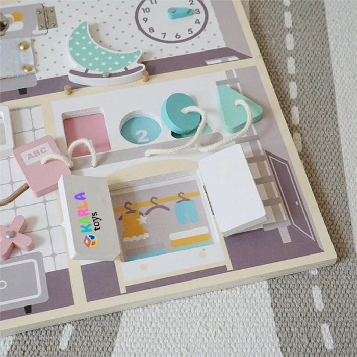 Placa Senzoriala Montessori Busy Board din Lemn Nunukids [6]