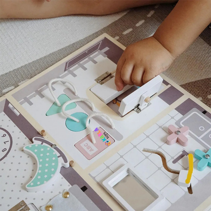 Placa Senzoriala Montessori Busy Board din Lemn Nunukids [5]