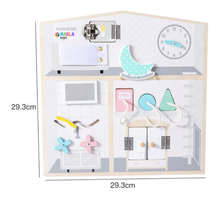 Placa Senzoriala Montessori Busy Board din Lemn Nunukids [8]