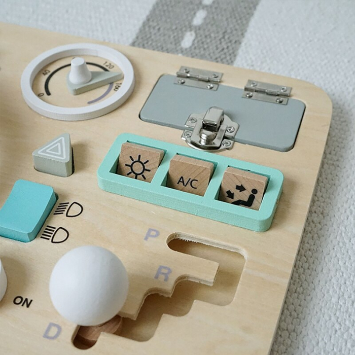 Placa Senzoriala Montessori cu Volan Busy Board [4]