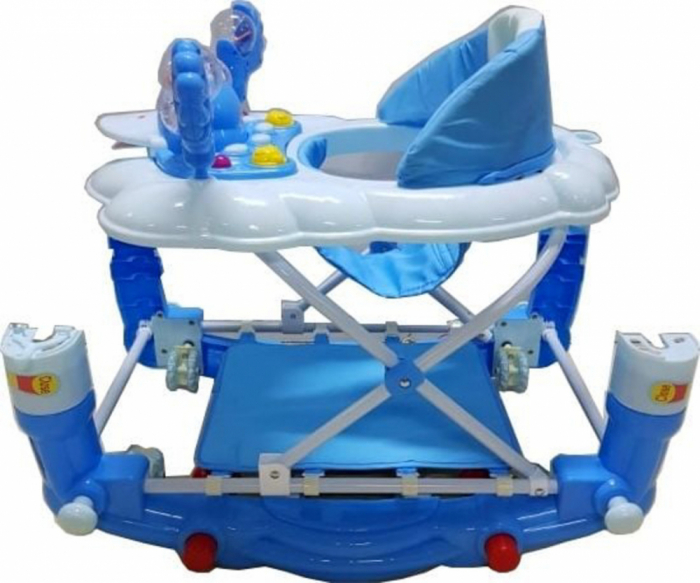 Premergator Baby Care Ratusca Albastru cu Balansoar, Roti Silicon, Melodii, Reglabil 3 Trepte [2]
