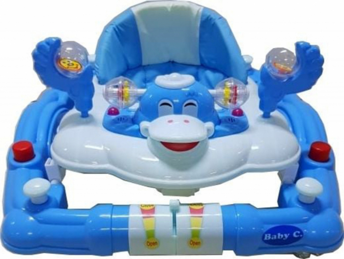 Premergator Baby Care Ratusca Albastru cu Balansoar, Roti Silicon, Melodii, Reglabil 3 Trepte [3]