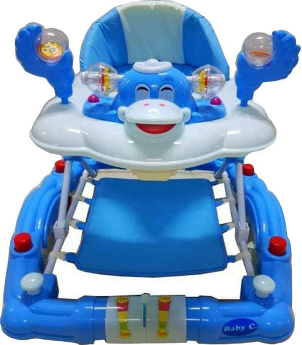 Premergator Baby Care Ratusca Albastru cu Balansoar, Roti Silicon, Melodii, Reglabil 3 Trepte [1]