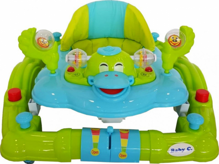 Premergator Baby Care Ratusca Verde cu Balansoar, Roti Silicon, Melodii, Reglabil 3 Trepte [3]