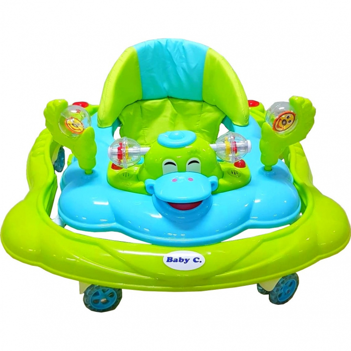 Premergator Baby Care Ratusca Verde, Reglabil 3 Trepte, 8 Roti, Pliabil, cu Melodii [4]