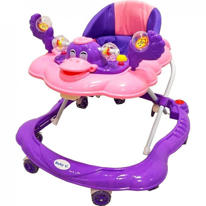 Premergator Baby Care Ratusca Mov, Reglabil 3 Trepte, 8 Roti, Pliabil, cu Melodii [1]
