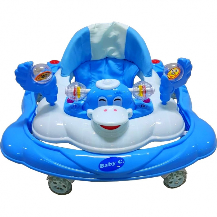Premergator Baby Care Ratusca Albastru, Reglabil 3 Trepte, 8 Roti, Pliabil, cu Melodii [3]