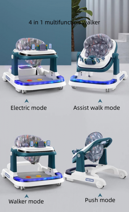 Premergator electric multifunctional bebelusi cu telecomanda muzica, lumini 3 in 1 Reglabil Albastru [3]