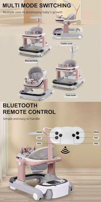 Premergator electric multifunctional bebelusi cu telecomanda muzica, lumini 3 in 1 Reglabil Albastru [5]