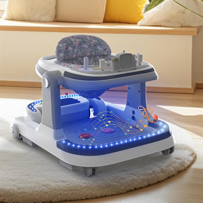 Premergator electric multifunctional pentru bebelusi cu telecomanda muzica, lumini 3 in 1 Reglabil Roz [9]