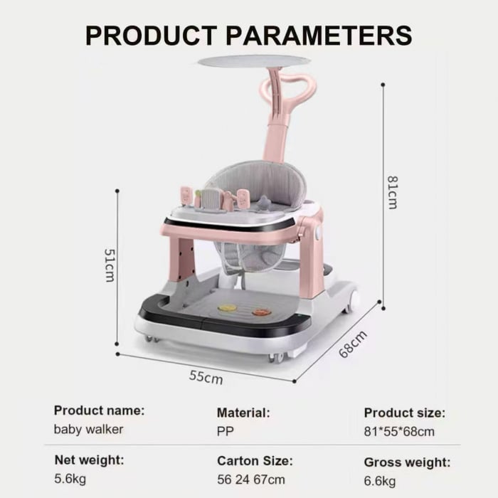 Premergator electric multifunctional pentru bebelusi cu telecomanda muzica, lumini 3 in 1 Reglabil Gri [10]