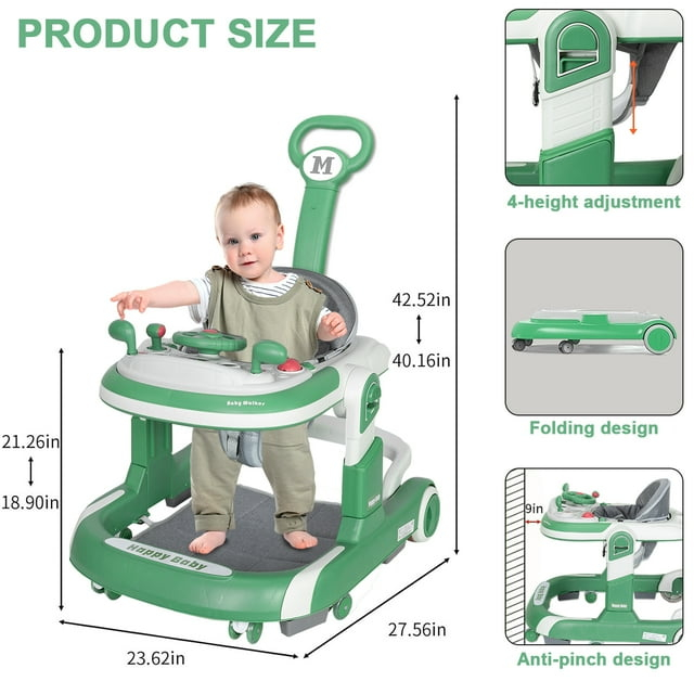Premergator Transformabil Verde 3 in 1 Muzica Maner Impingere Reglabil pe Inaltime [2]