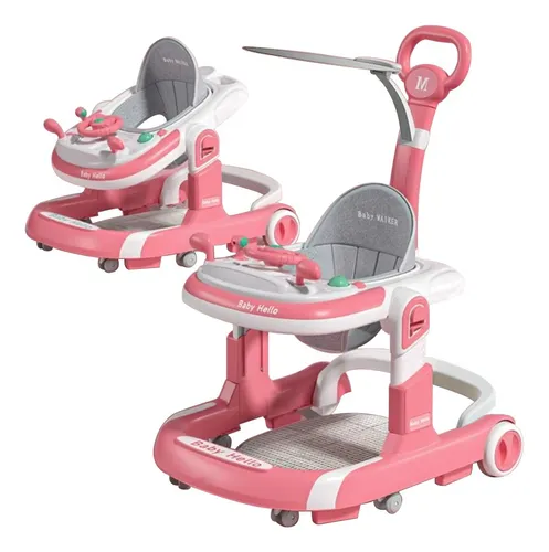 Premergator Transformabil Roz 3 in 1 Muzica Maner Impingere Reglabil pe Inaltime [1]