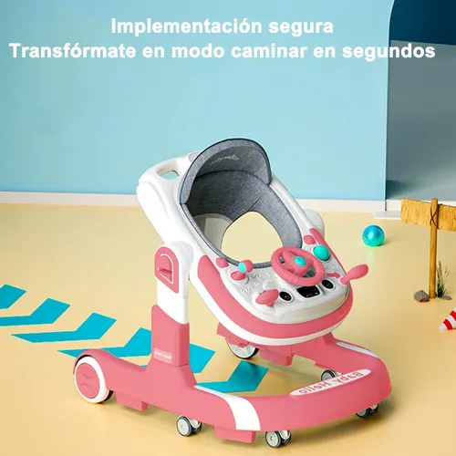 Premergator Transformabil Roz 3 in 1 Muzica Maner Impingere Reglabil pe Inaltime [8]