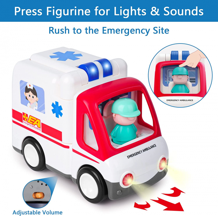 Jucarie interactiva Masinuta de Salvare Lumini si Sunete Ambulanta Hola Toys [6]