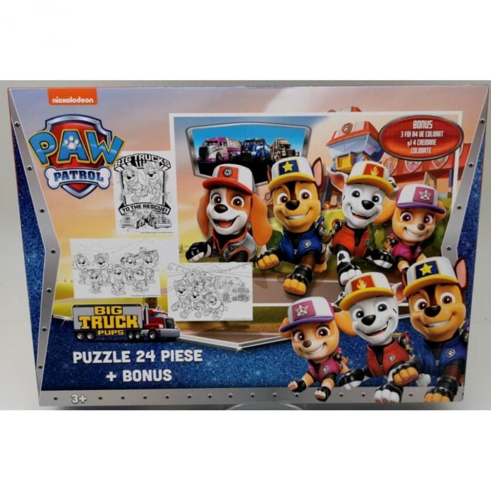 Puzzle 24 piese Paw Patrol + Cadou 4 creioane colorate si 3 foi A4 de colorat [1]